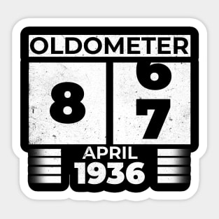 Oldometer 87 Years Old Born In April 1936 Sticker